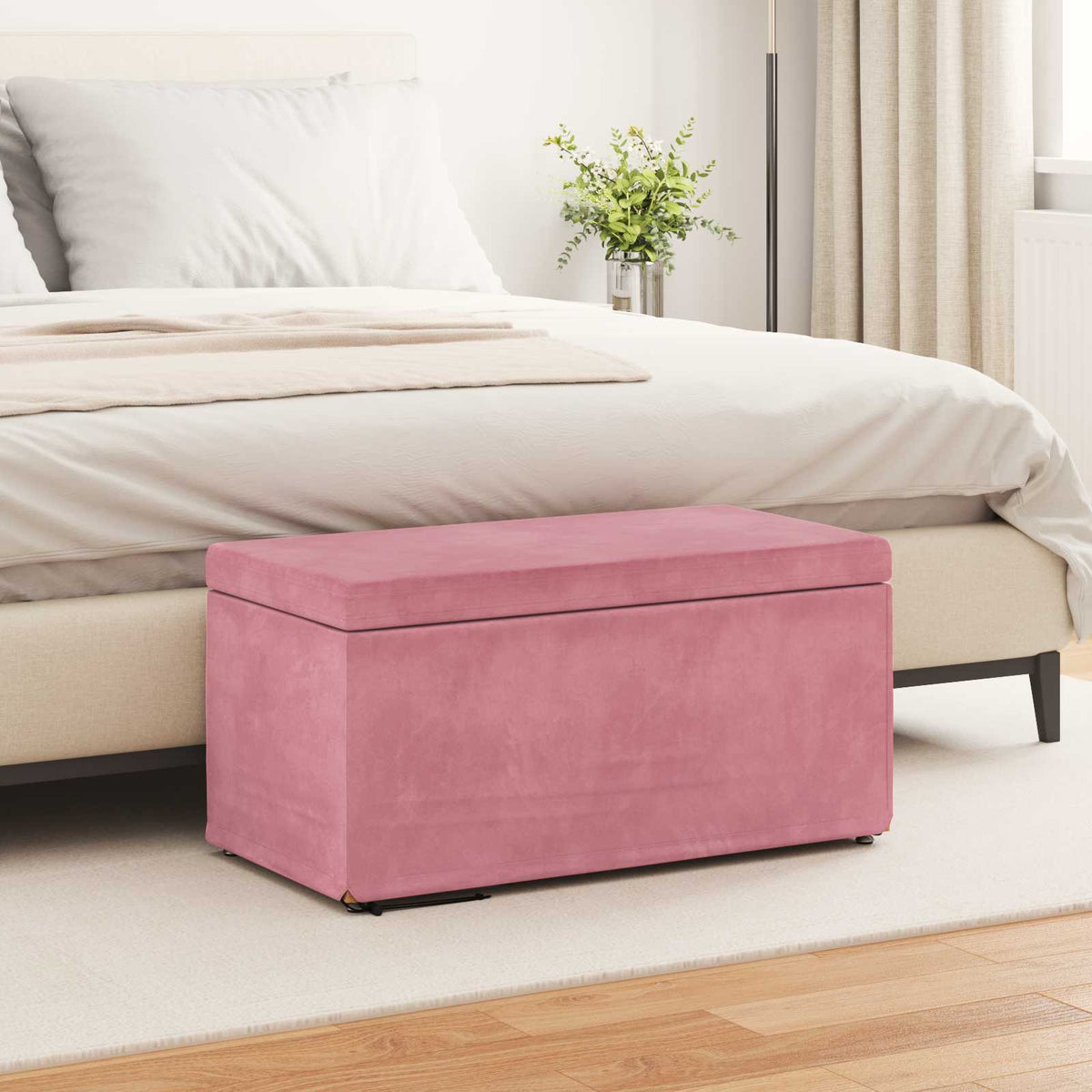 Taburet Lyserød 81 x 41 x 40 cm Velour og konstrueret træ