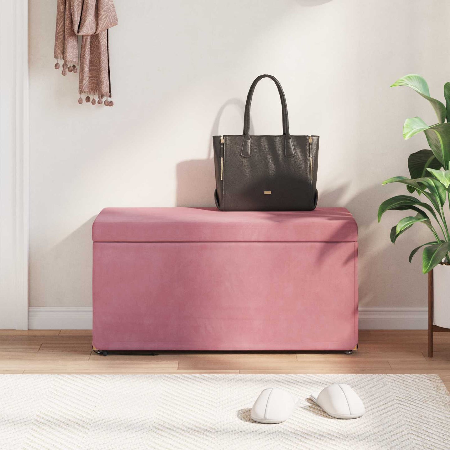 Taburet Lyserød 81 x 41 x 40 cm Velour og konstrueret træ