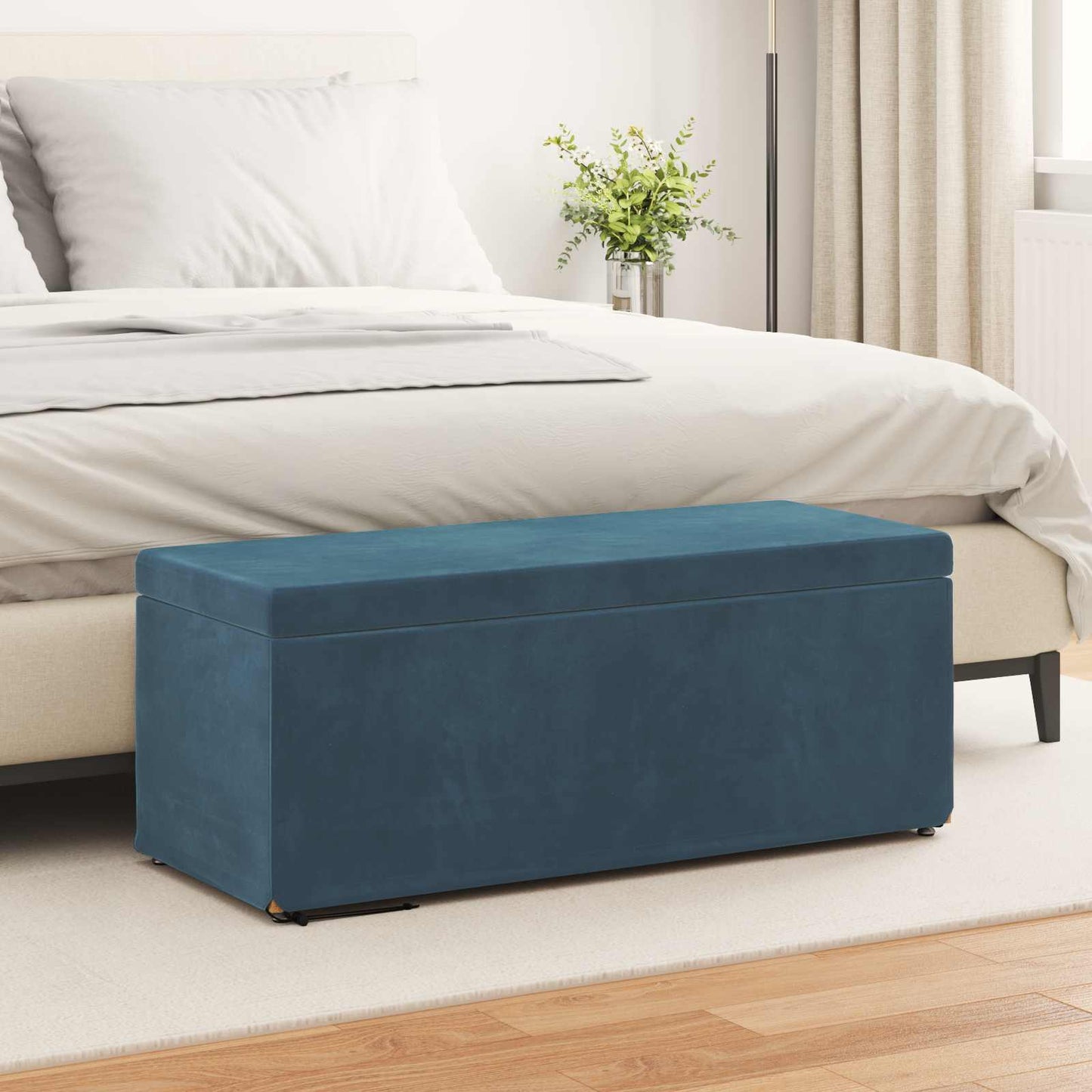 Taburet Blå 101 x 41 x 40 cm Velour og konstrueret træ