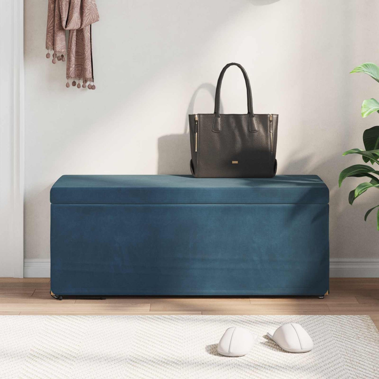 Taburet Blå 101 x 41 x 40 cm Velour og konstrueret træ