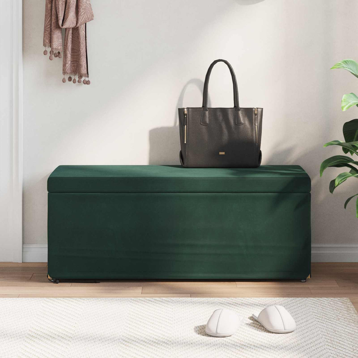 Taburet Mørkegrøn 101 x 41 x 40 cm Velour og konstrueret træ