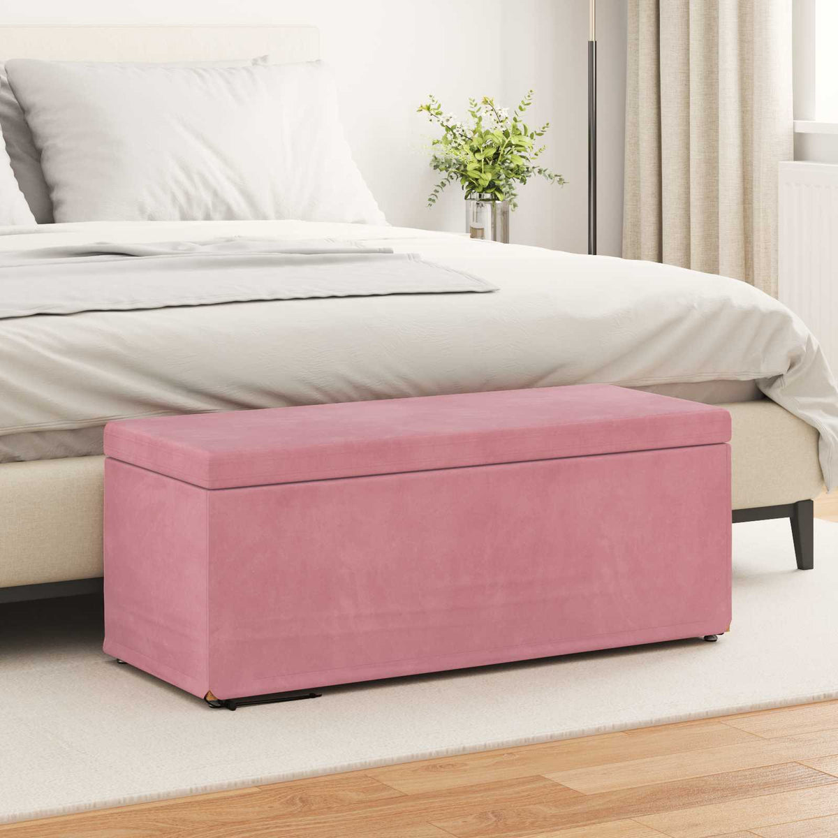 Taburet Lyserød 101 x 41 x 40 cm Velour og konstrueret træ