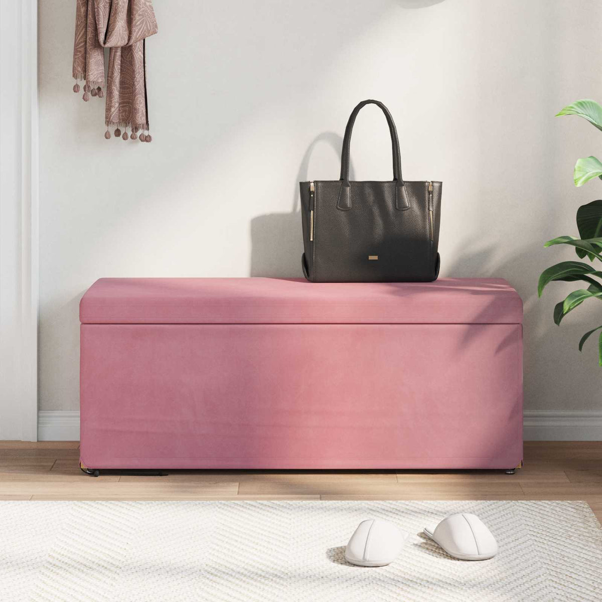 Taburet Lyserød 101 x 41 x 40 cm Velour og konstrueret træ