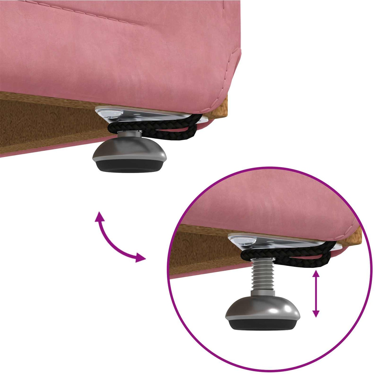 Taburet Lyserød 101 x 41 x 40 cm Velour og konstrueret træ