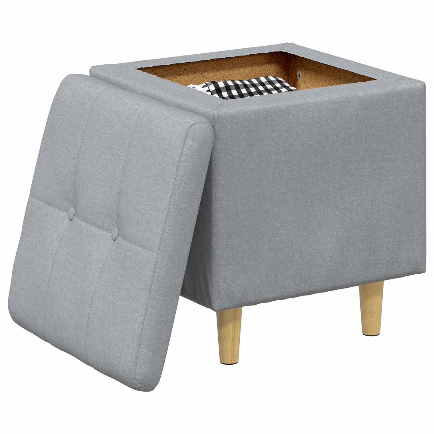 Ottoman med Opbevaring Lysegrå 40 x 40 x 45 cm Stof