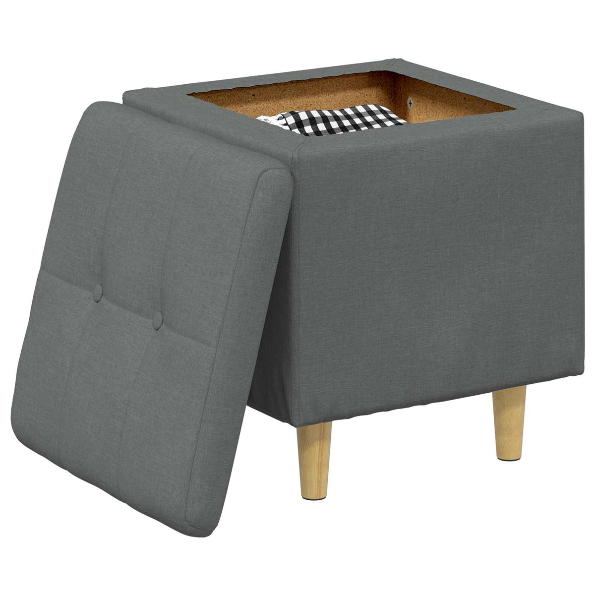 Ottoman med Opbevaring Mørkegrå 40 x 40 x 45 cm Stof
