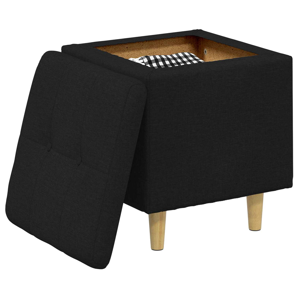 Ottoman med Opbevaring Sort 40 x 40 x 45 cm Stof