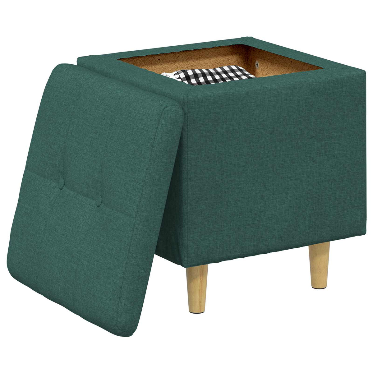 Ottoman med Opbevaring Mørkegrøn 40 x 40 x 45 cm Stof