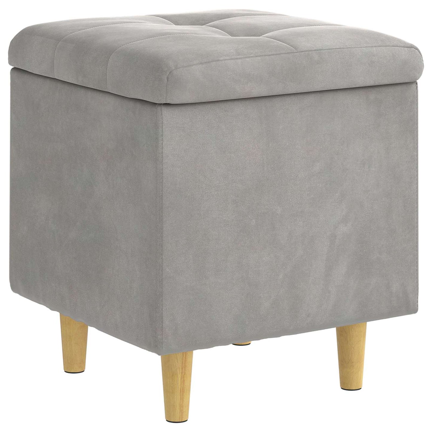 Ottoman med Opbevaring Lysegrå 40 x 40 x 45 cm Fløjl