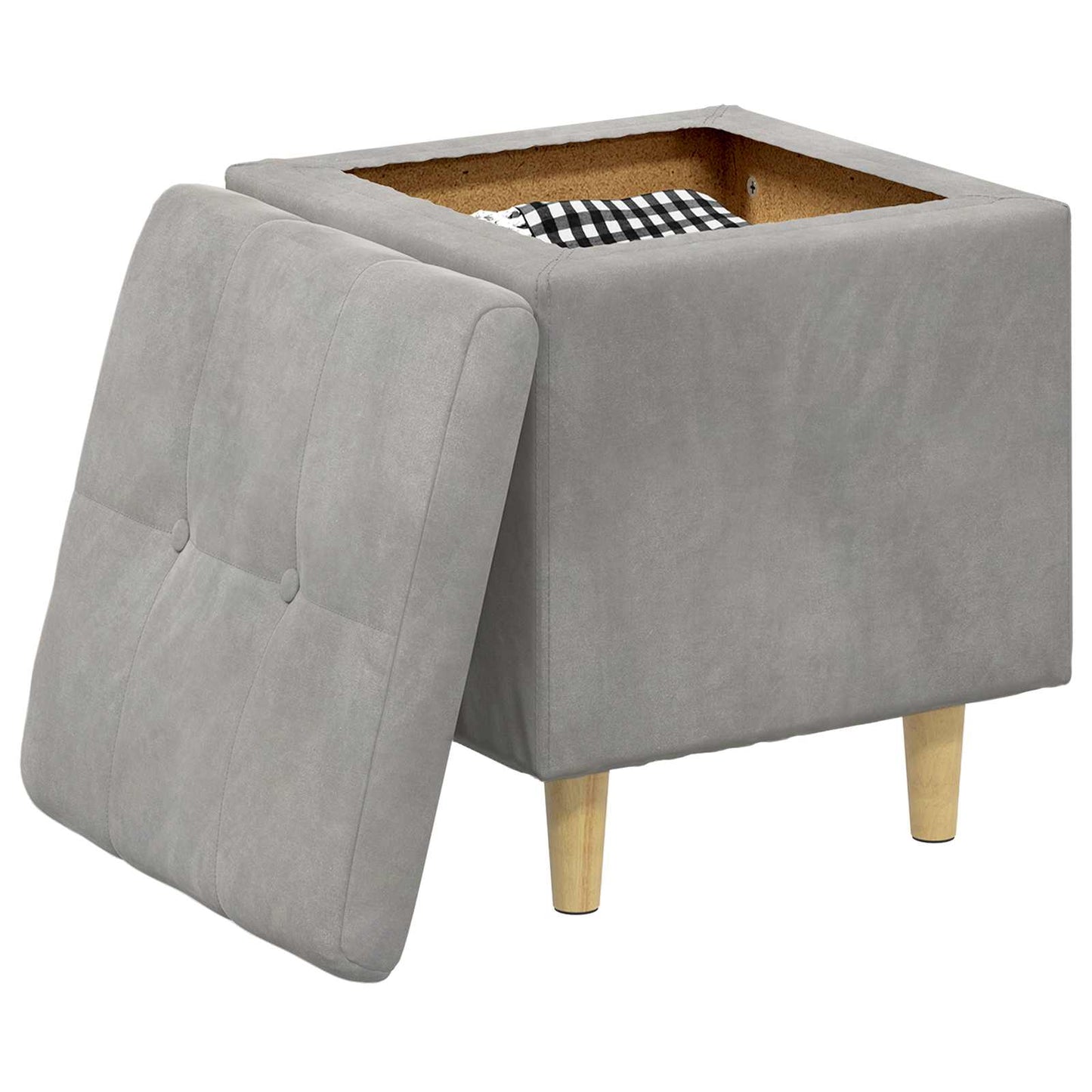 Ottoman med Opbevaring Lysegrå 40 x 40 x 45 cm Fløjl