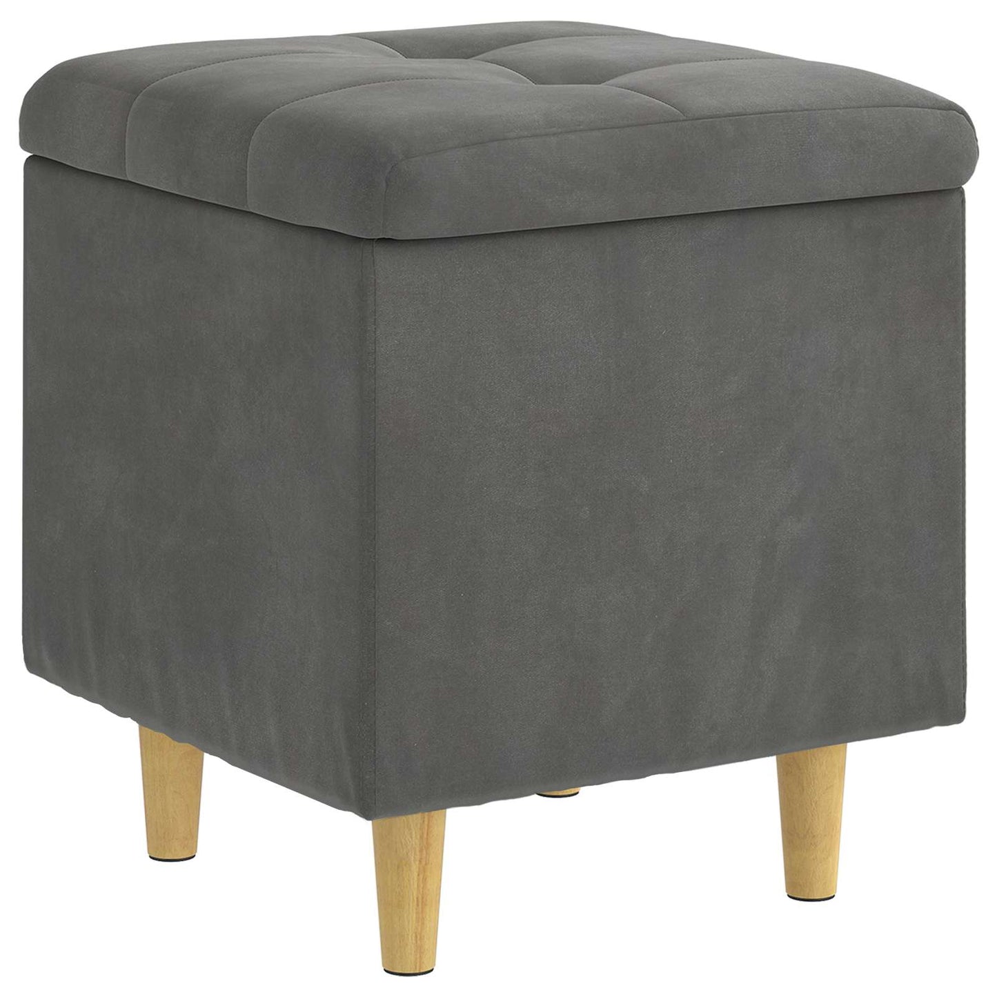 Ottoman med Opbevaring Mørkegrå 40 x 40 x 45 cm Fløjl