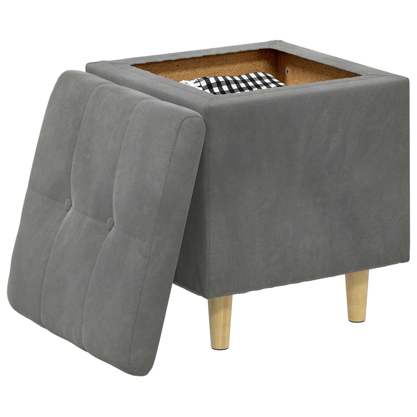 Ottoman med Opbevaring Mørkegrå 40 x 40 x 45 cm Fløjl