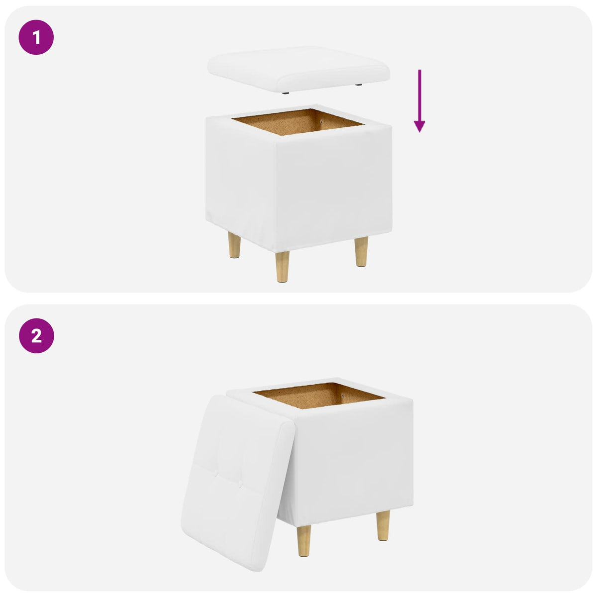 Ottoman med Opbevaring Hvid 40 x 40 x 45 cm Kunstlæder