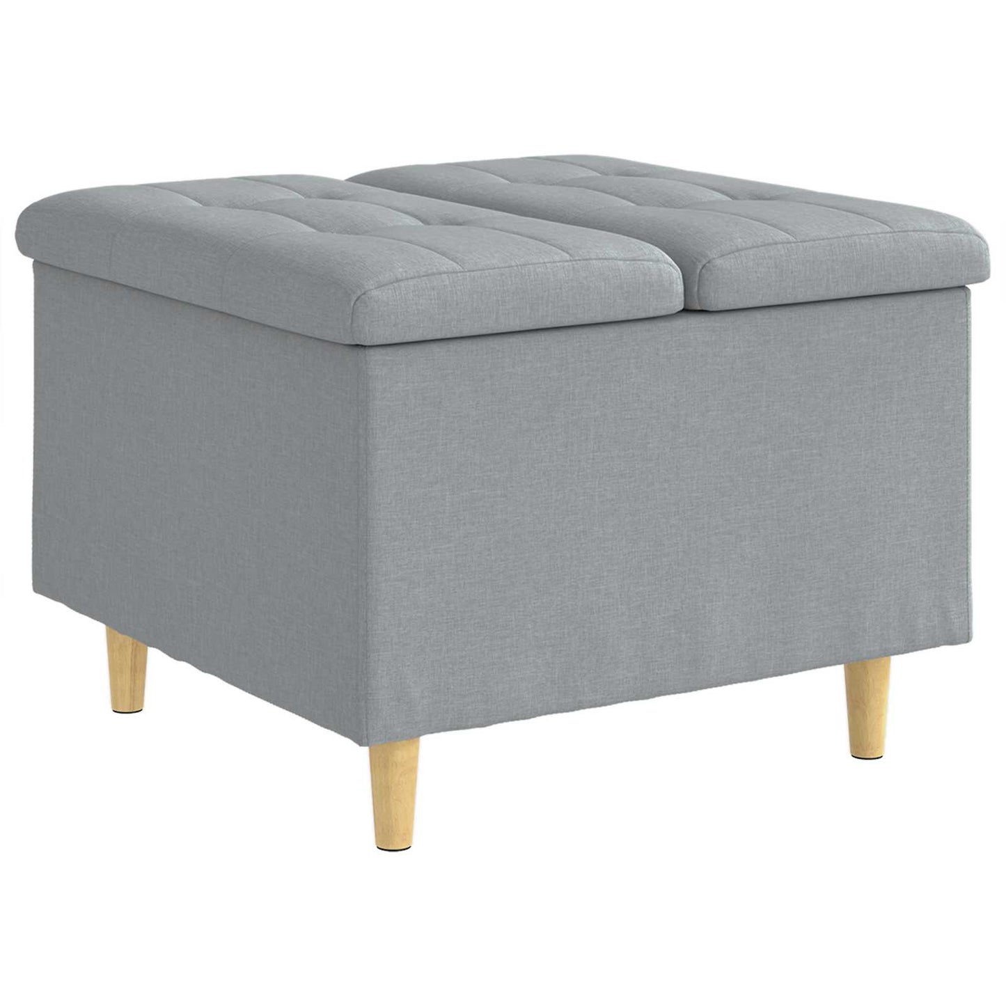 Ottoman med Opbevaring Lysegrå 60 x 60 x 45 cm Stof
