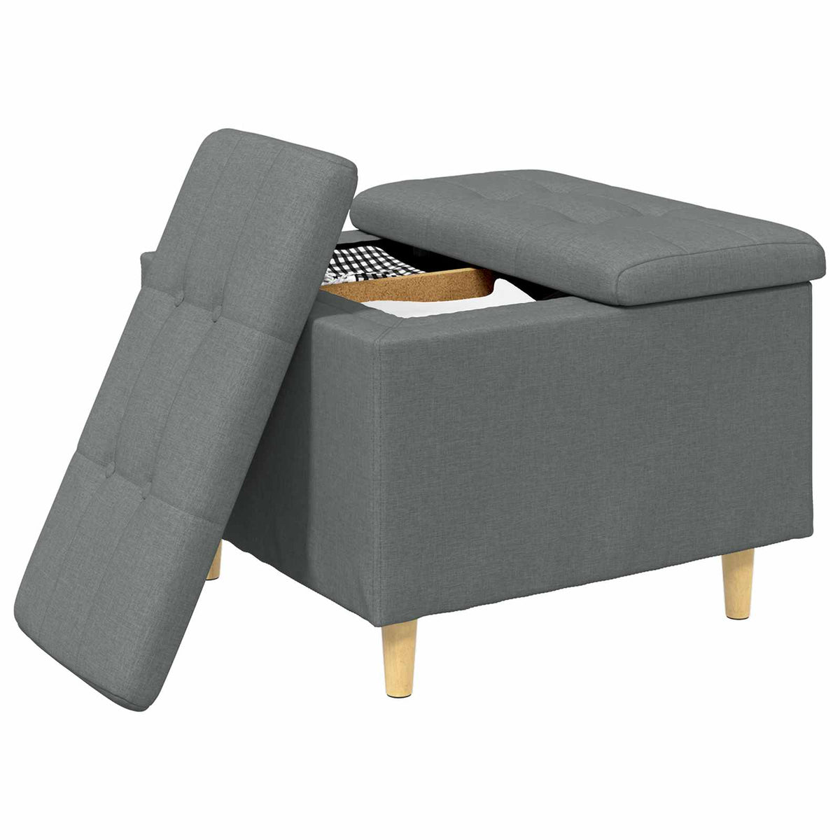 Ottoman med Opbevaring Mørkegrå 60 x 60 x 45 cm Stof