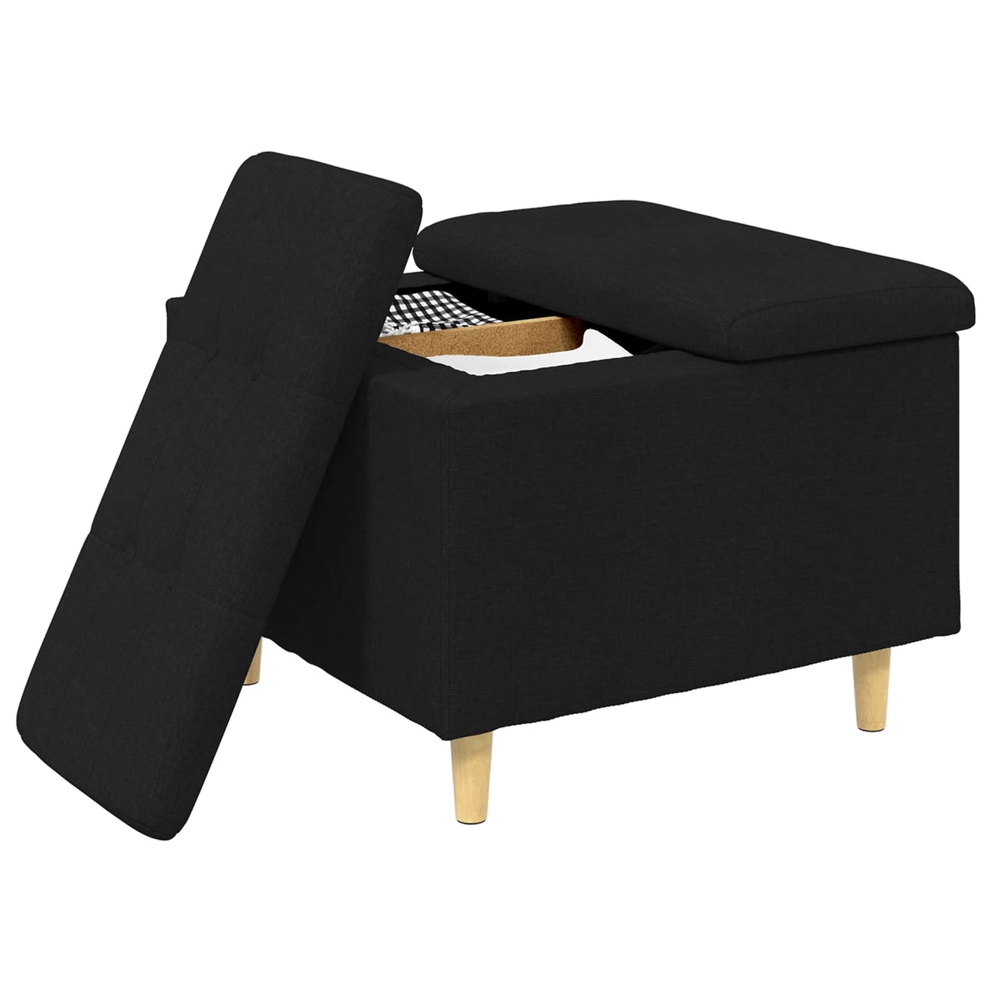Ottoman med Opbevaring Sort 60 x 60 x 45 cm Stof