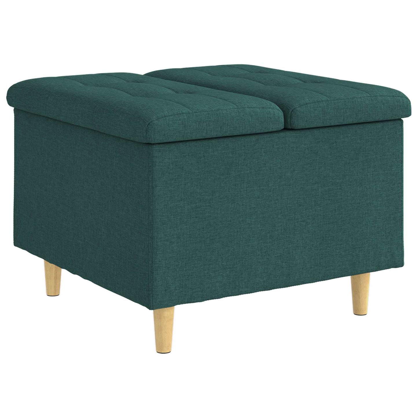 Ottoman med Opbevaring Mørkegrøn 60 x 60 x 45 cm Stof