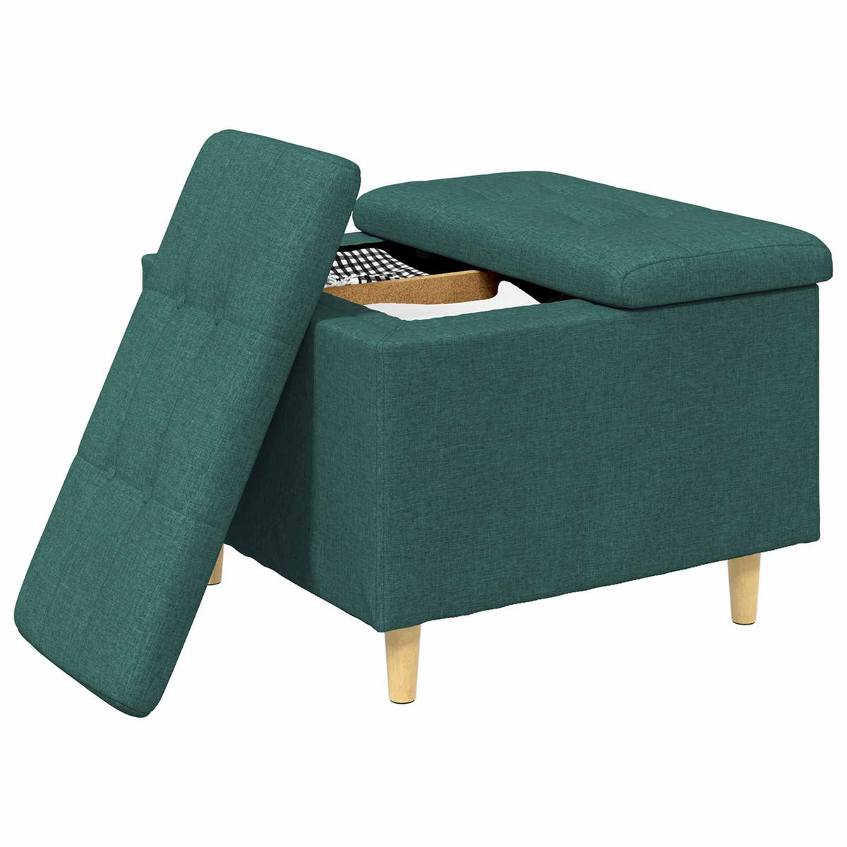Ottoman med Opbevaring Mørkegrøn 60 x 60 x 45 cm Stof