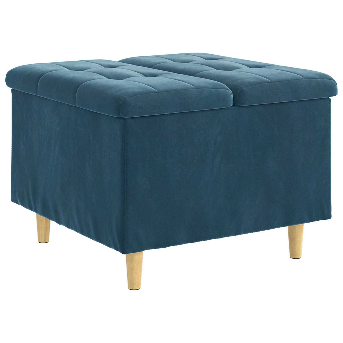 Ottoman med Opbevaring Blå 60 x 60 x 45 cm Fløjl