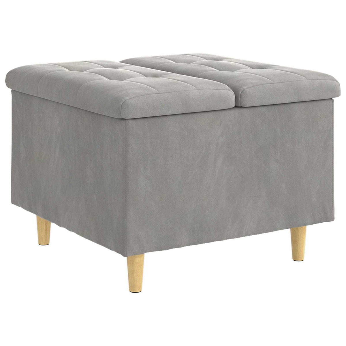Ottoman med Opbevaring Lysegrå 60 x 60 x 45 cm Fløjl
