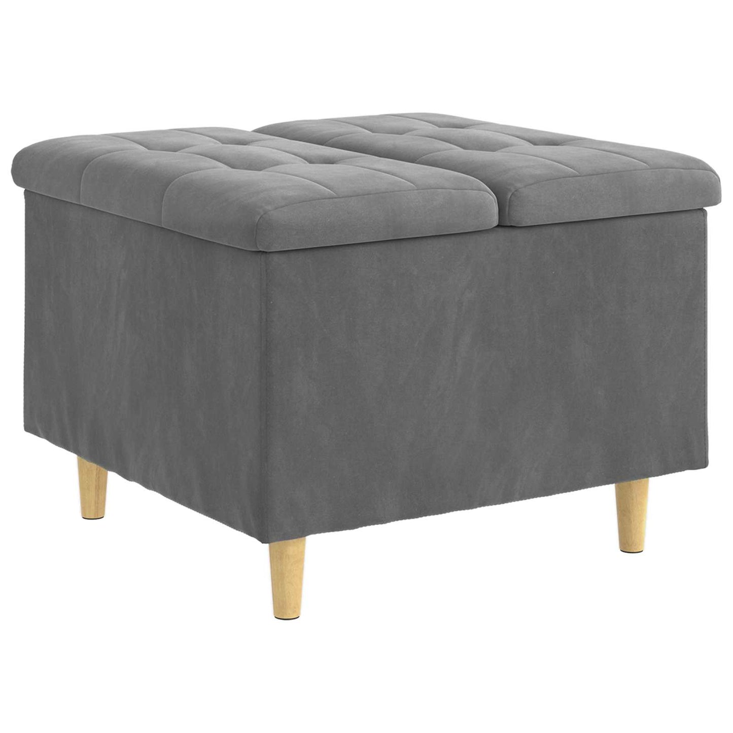 Ottoman med Opbevaring Mørkegrå 60 x 60 x 45 cm Fløjl
