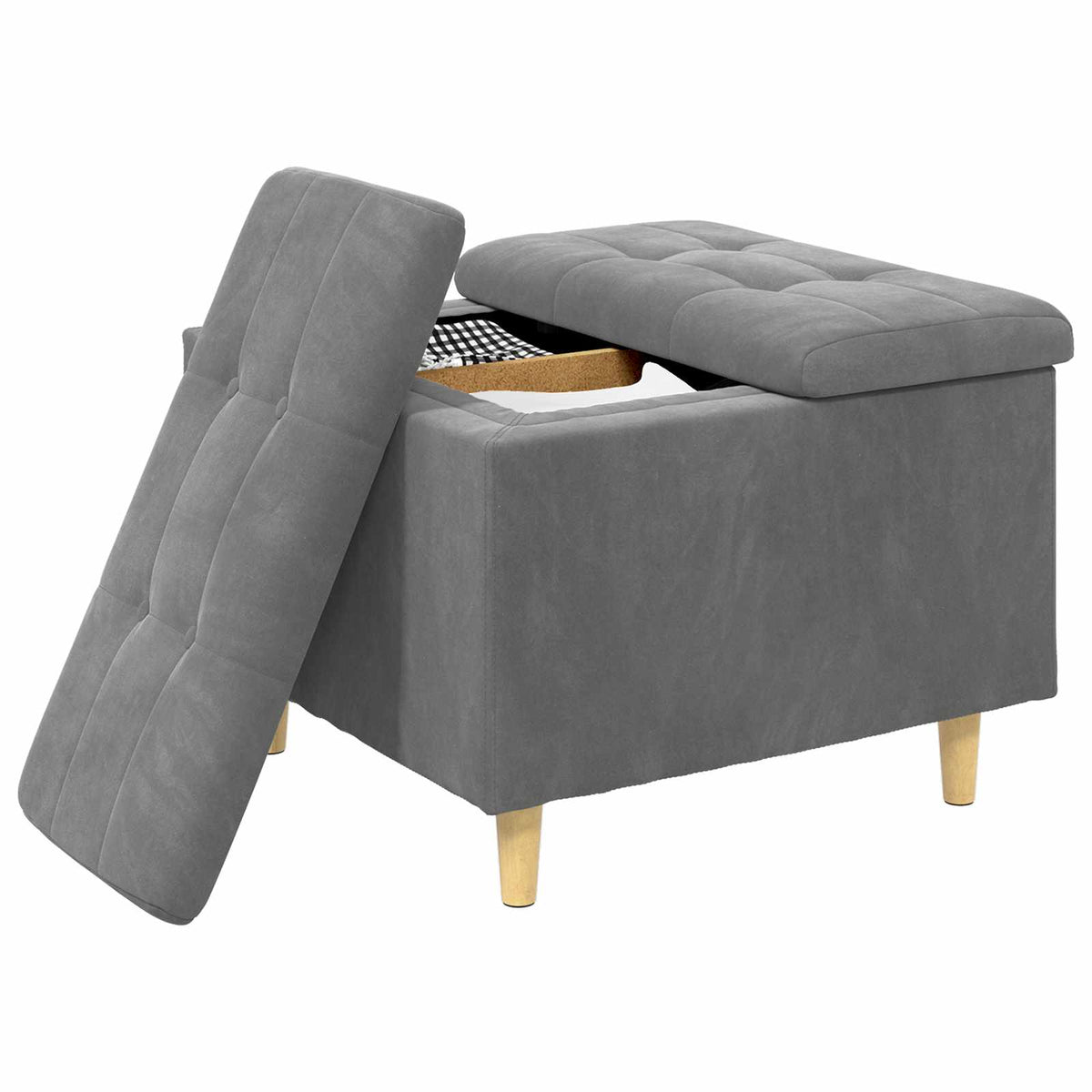 Ottoman med Opbevaring Mørkegrå 60 x 60 x 45 cm Fløjl