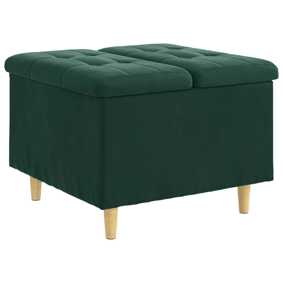 Ottoman med Opbevaring Mørkegrøn 60 x 60 x 45 cm Fløjl