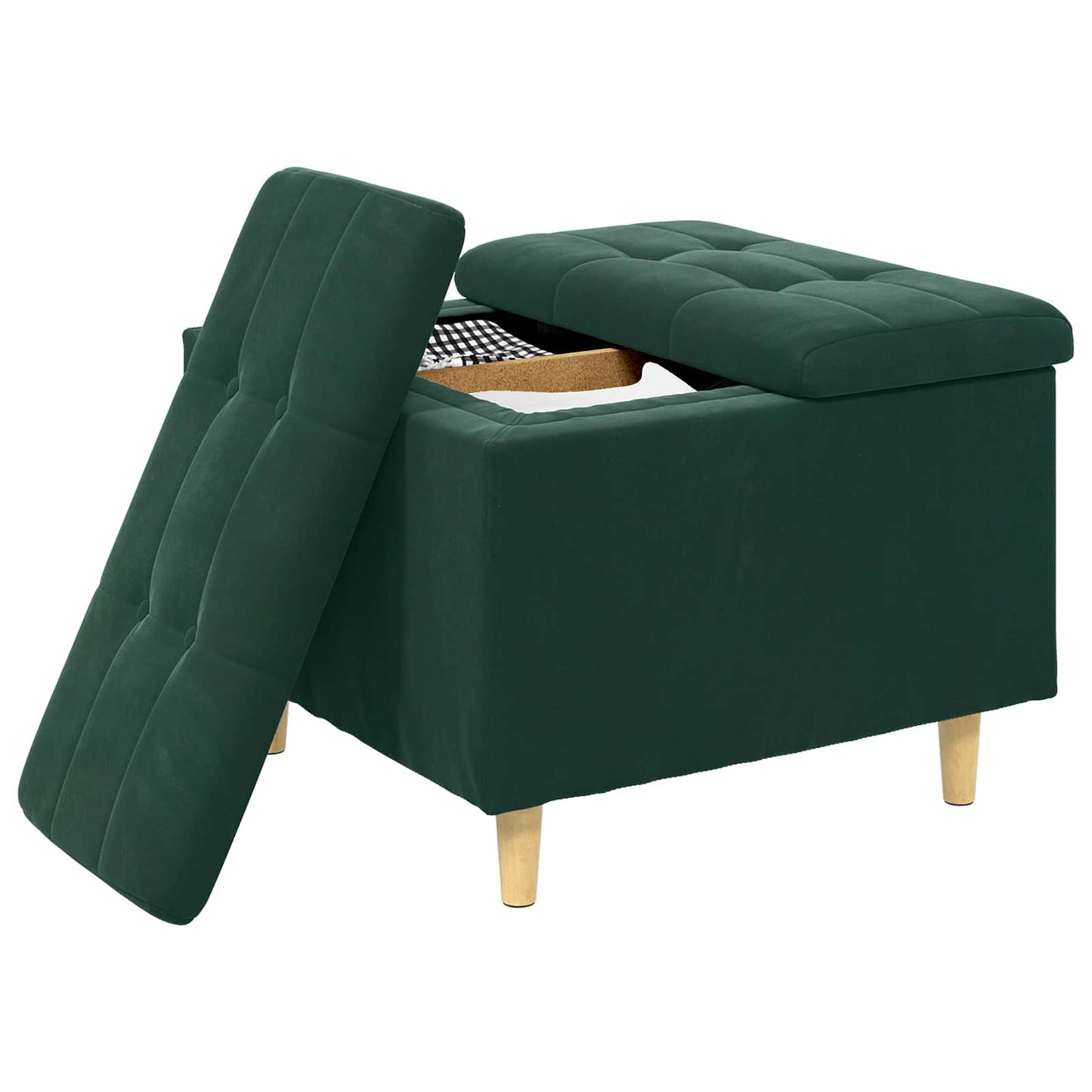 Ottoman med Opbevaring Mørkegrøn 60 x 60 x 45 cm Fløjl