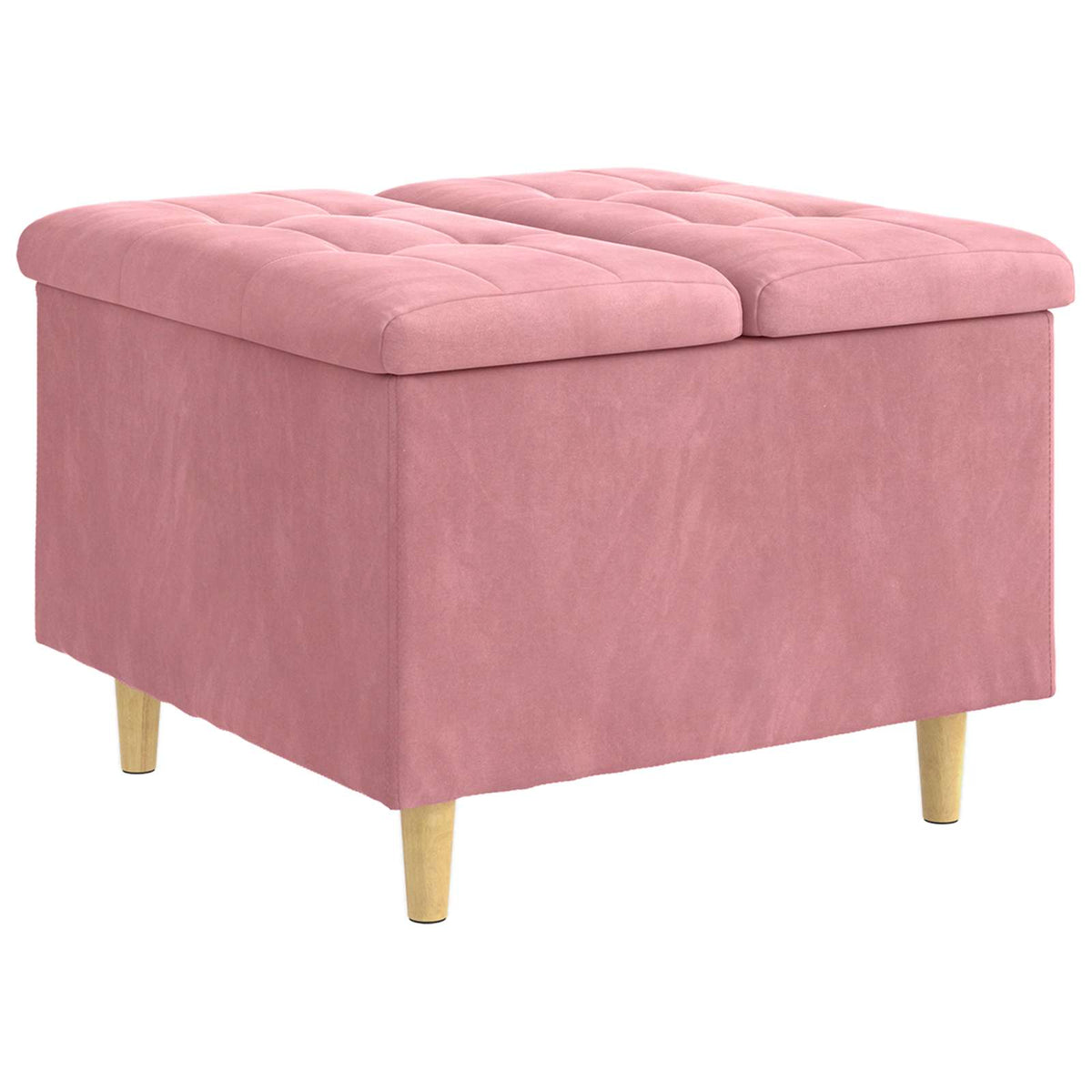 Ottoman med Opbevaring Lyserød 60 x 60 x 45 cm Fløjl