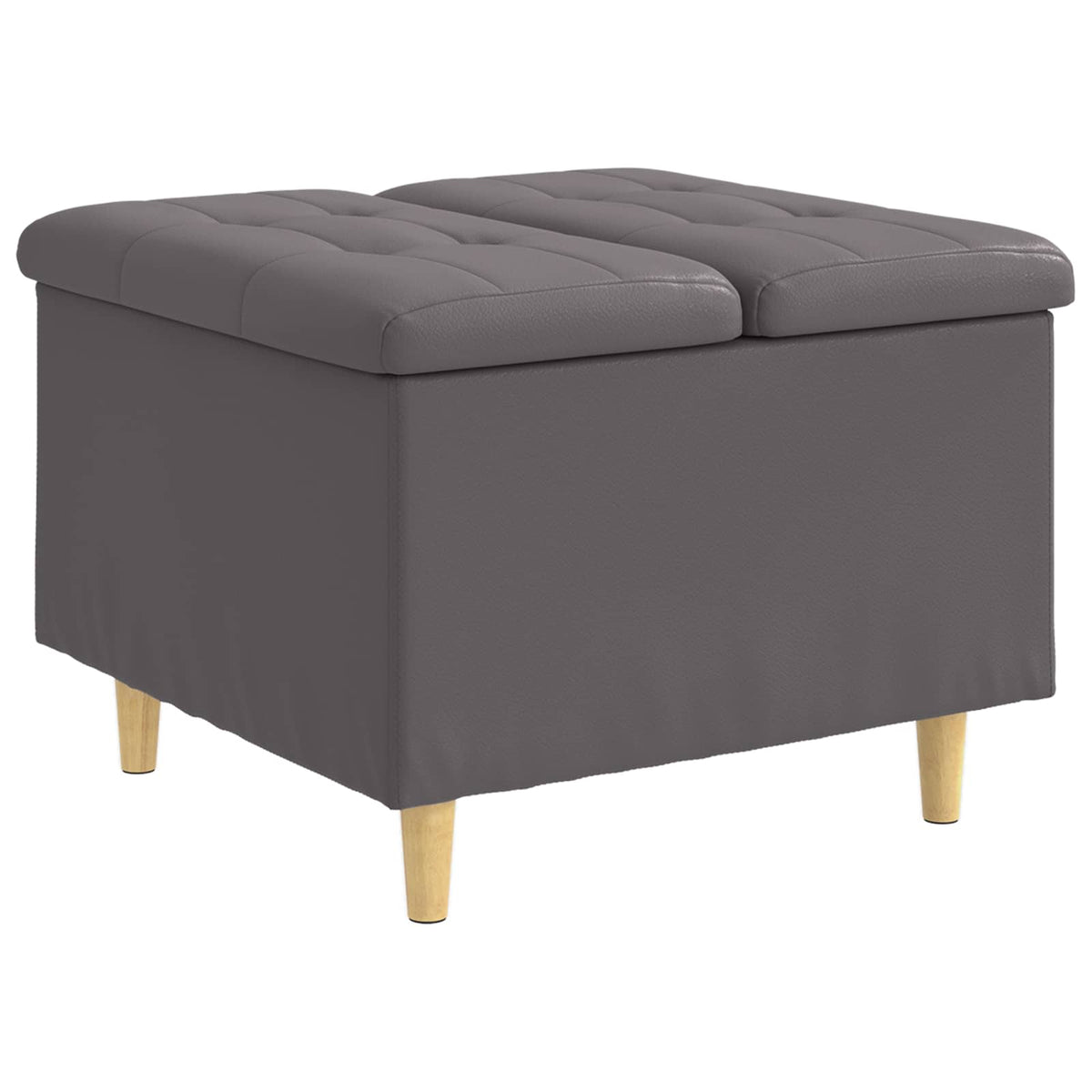 Ottoman med Opbevaring Grå 60 x 60 x 45 cm Kunstlæder