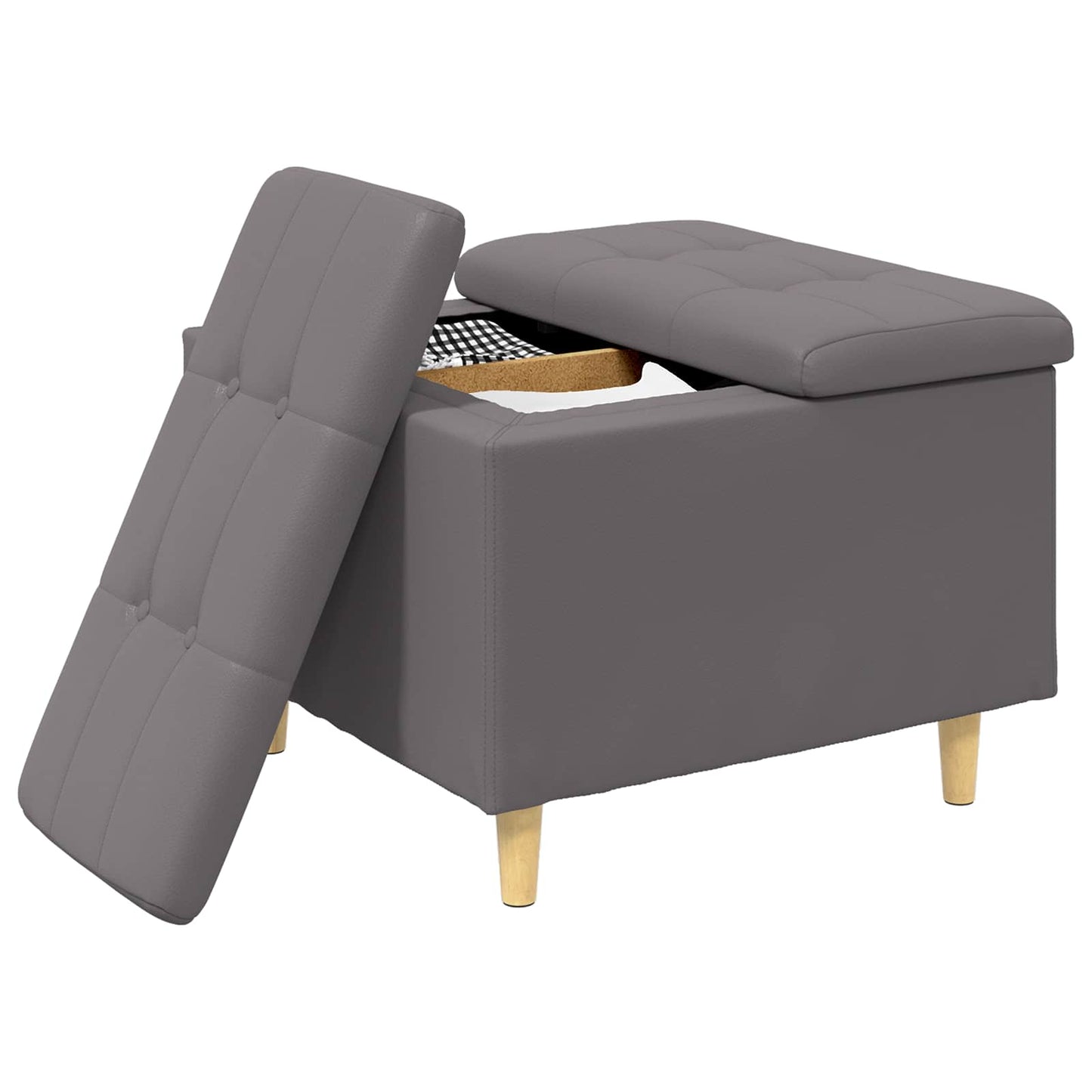 Ottoman med Opbevaring Grå 60 x 60 x 45 cm Kunstlæder