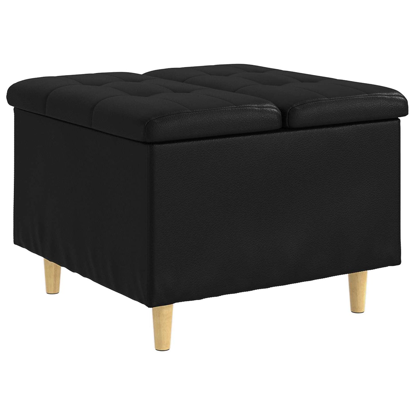 Ottoman med Opbevaring Sort 60 x 60 x 45 cm Kunstlæder