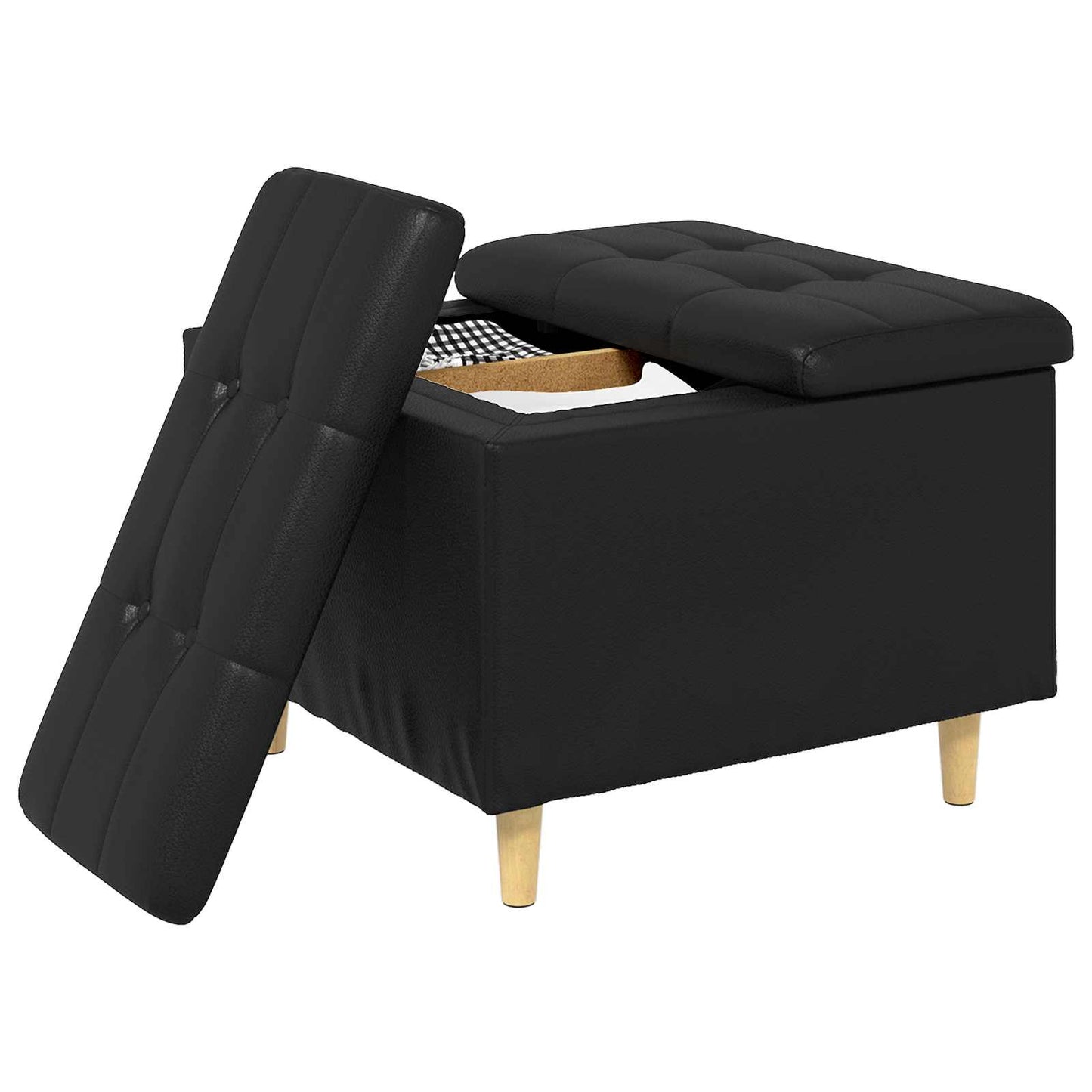 Ottoman med Opbevaring Sort 60 x 60 x 45 cm Kunstlæder