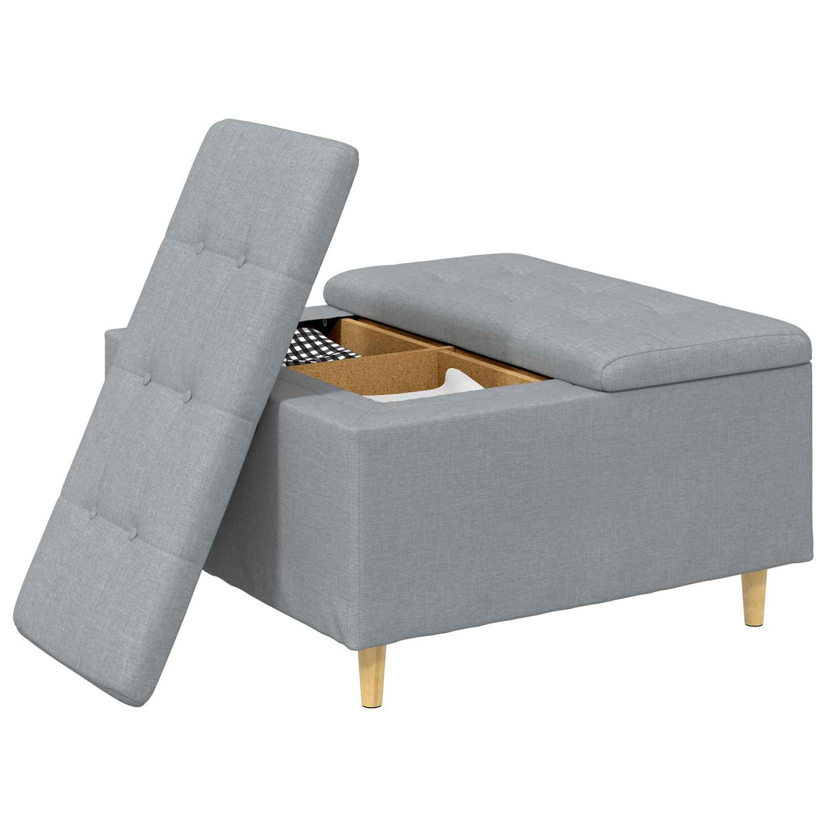 Ottoman med Opbevaring Lysegrå 80 x 80 x 45 cm Stof