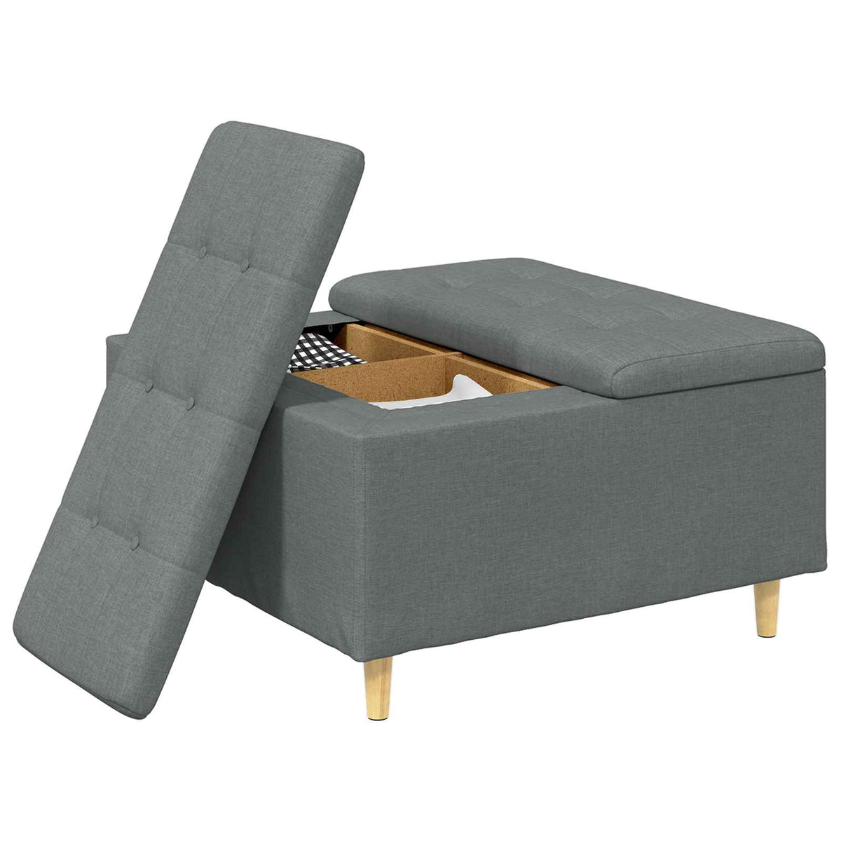 Ottoman med Opbevaring Mørkegrå 80 x 80 x 45 cm Stof
