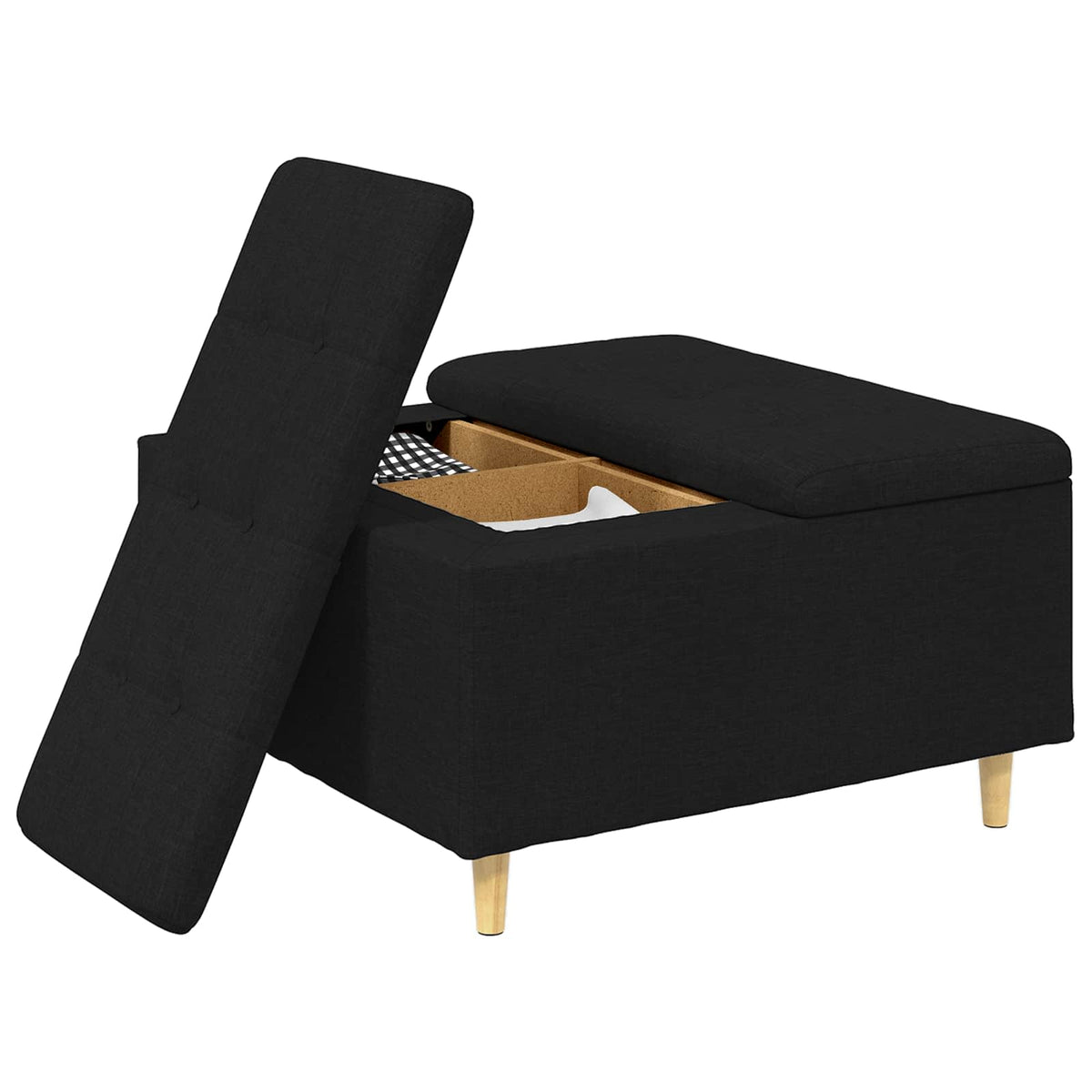 Ottoman med Opbevaring Sort 80 x 80 x 45 cm Stof