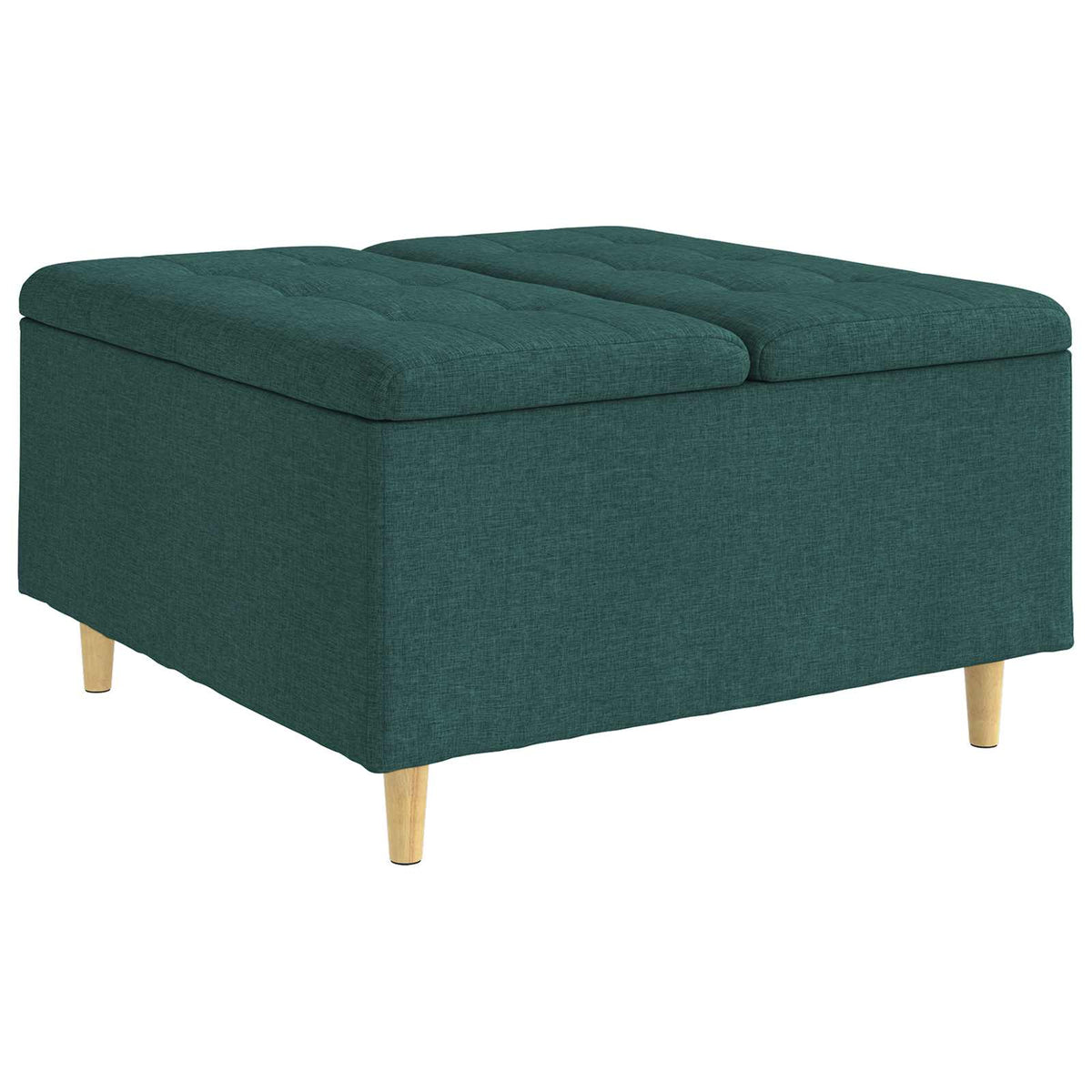 Ottoman med Opbevaring Mørkegrøn 80 x 80 x 45 cm Stof