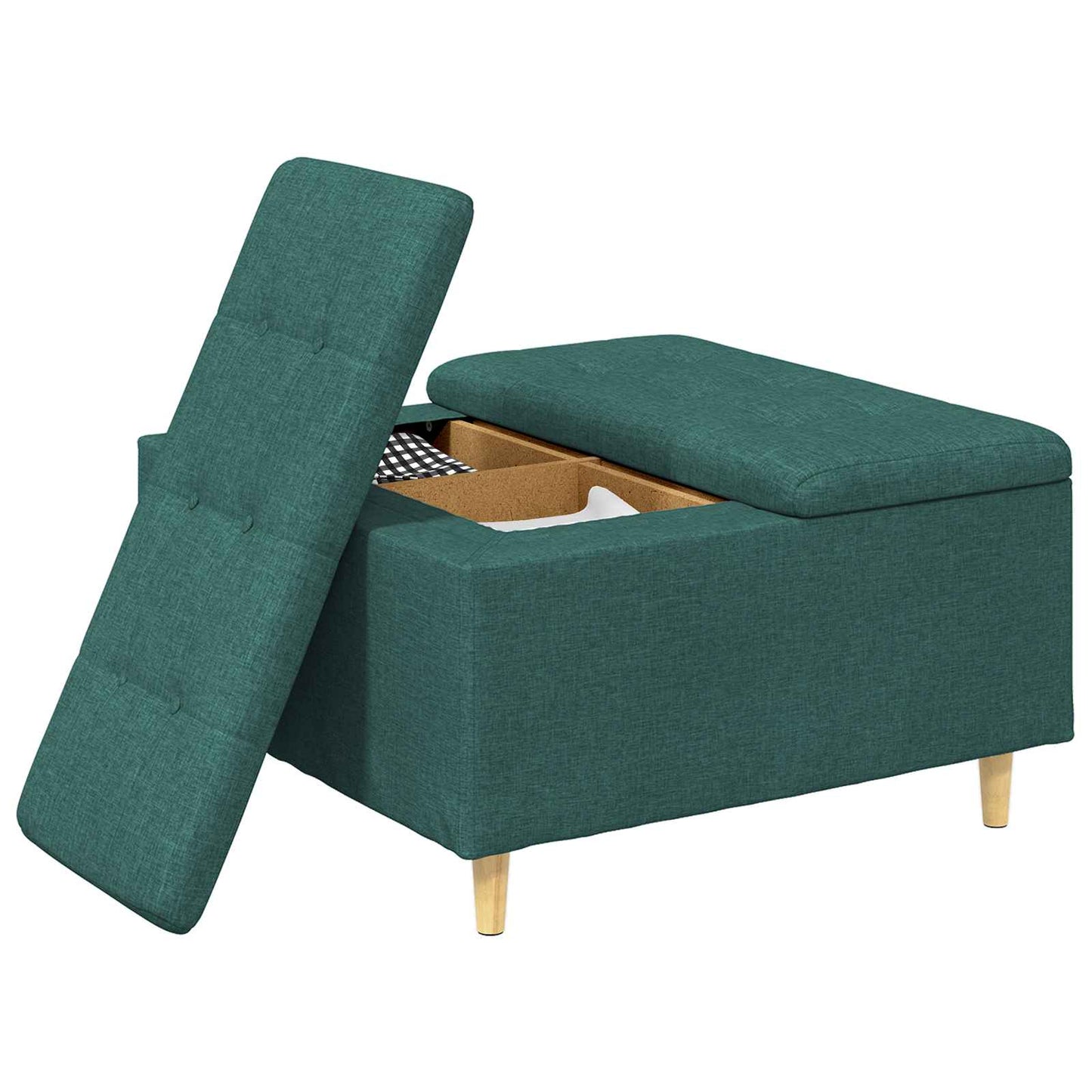Ottoman med Opbevaring Mørkegrøn 80 x 80 x 45 cm Stof