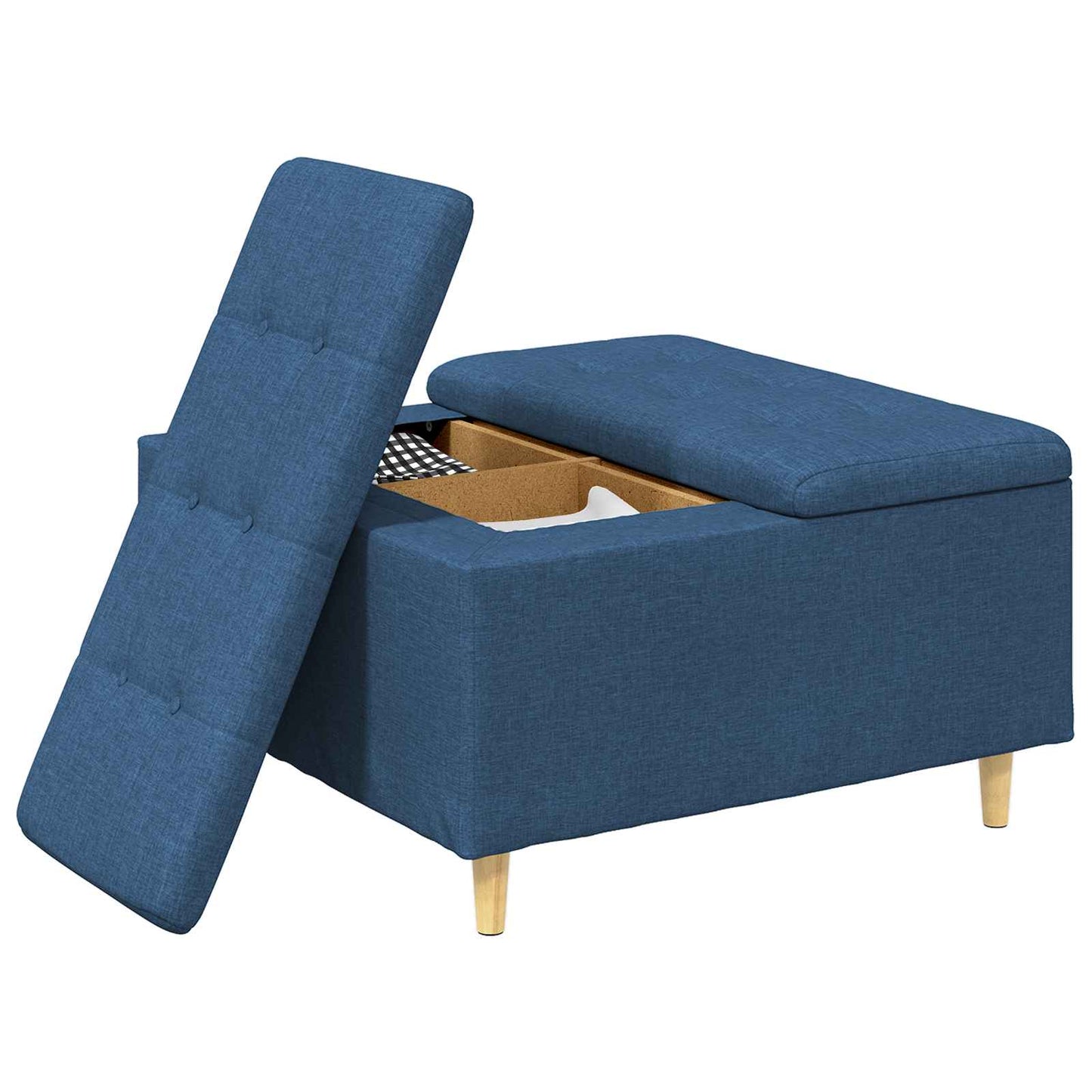 Ottoman med Opbevaring Blå 80 x 80 x 45 cm Stof