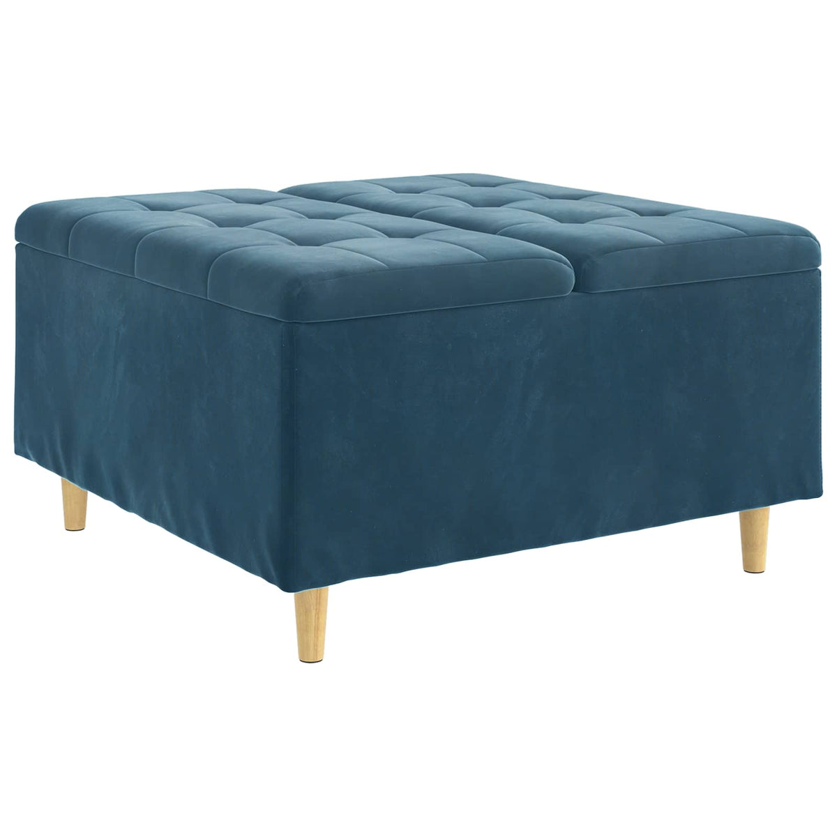 Ottoman med Opbevaring Blå 80 x 80 x 45 cm Fløjl