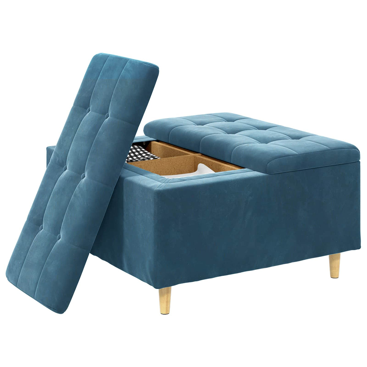 Ottoman med Opbevaring Blå 80 x 80 x 45 cm Fløjl
