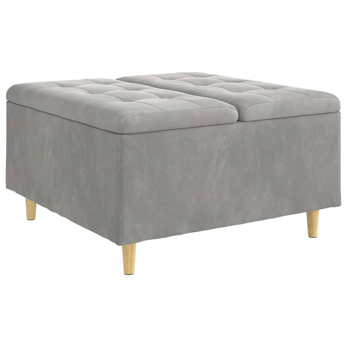 Ottoman med Opbevaring Lysegrå 80 x 80 x 45 cm Fløjl