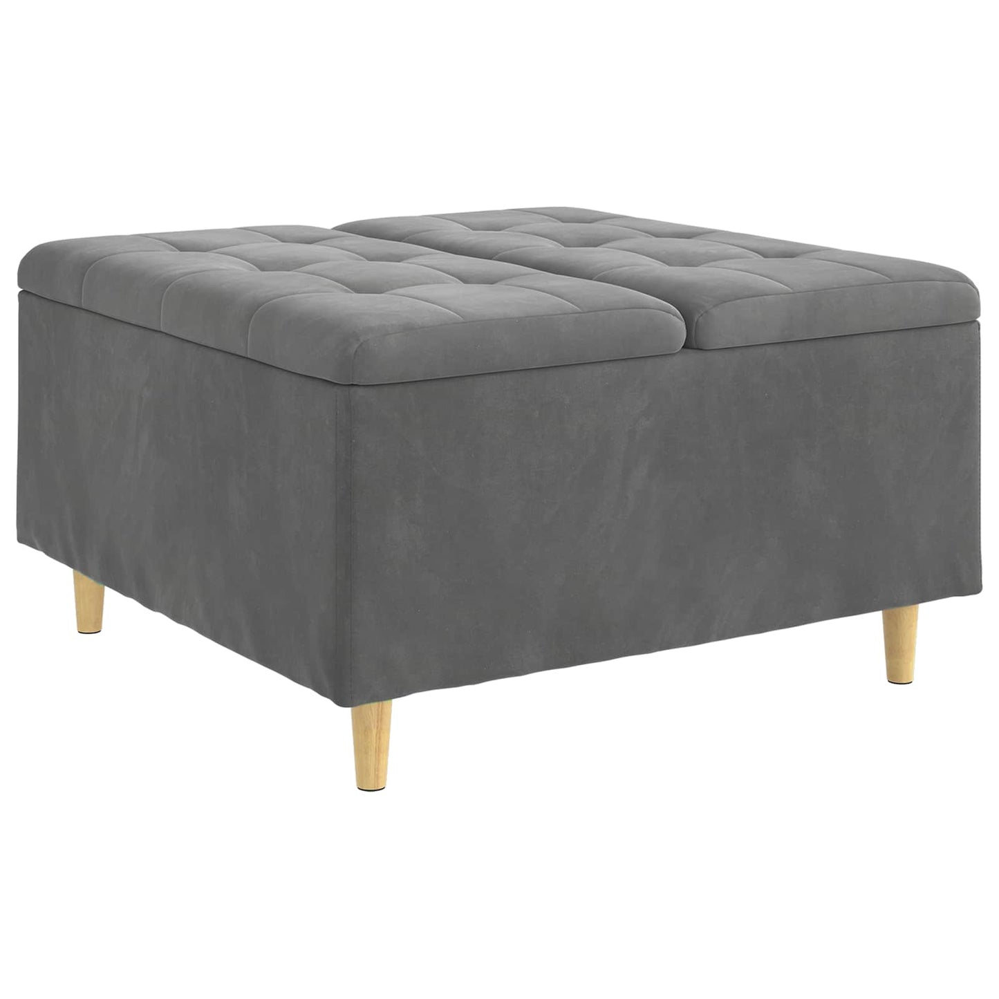 Ottoman med Opbevaring Mørkegrå 80 x 80 x 45 cm Fløjl