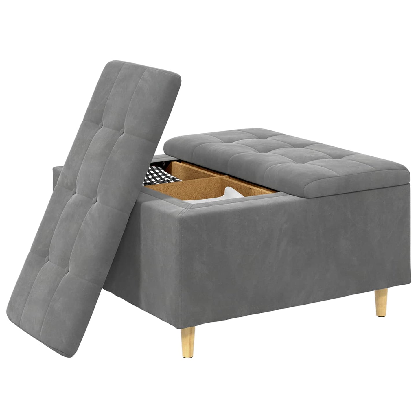 Ottoman med Opbevaring Mørkegrå 80 x 80 x 45 cm Fløjl