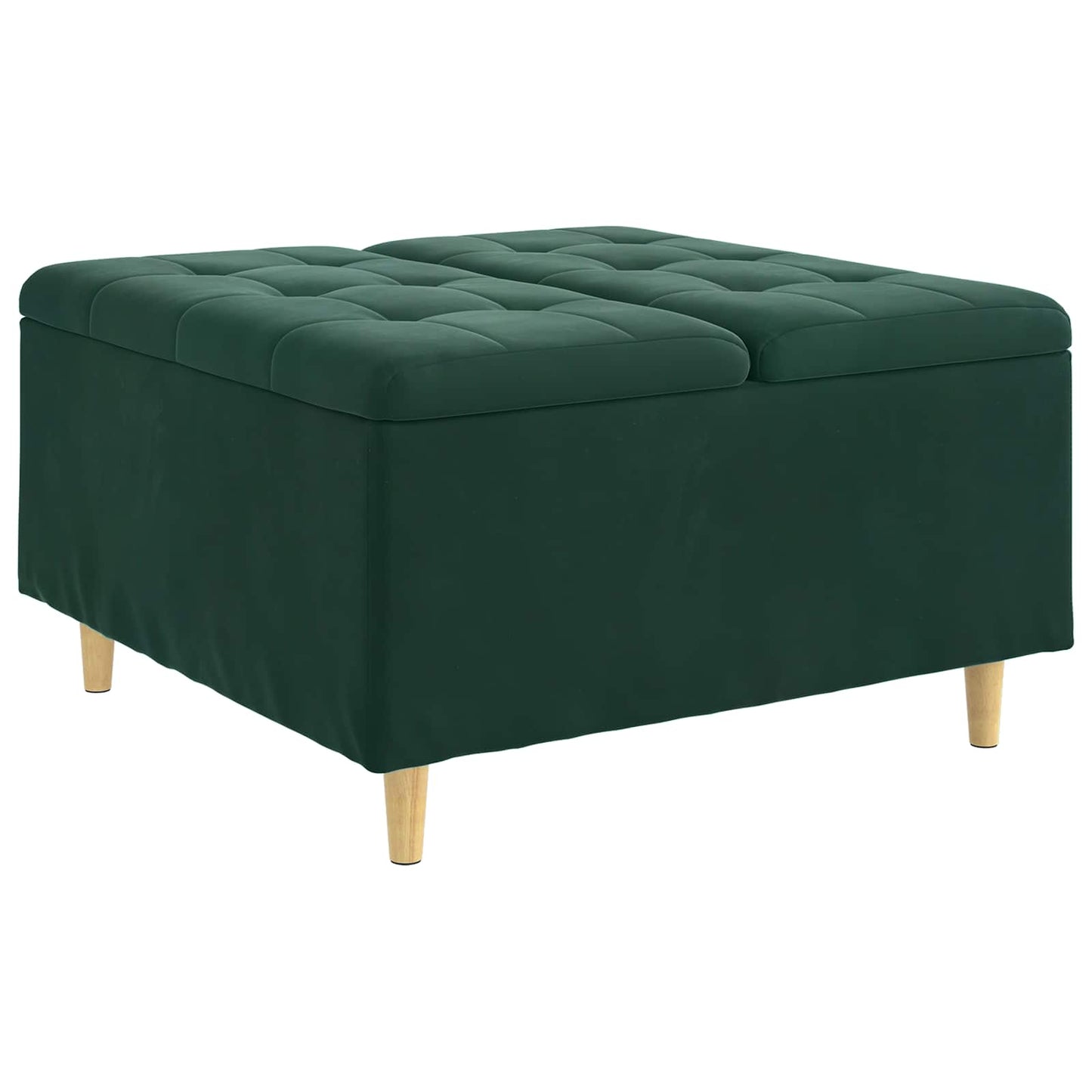 Ottoman med Opbevaring Mørkegrøn 80 x 80 x 45 cm Fløjl