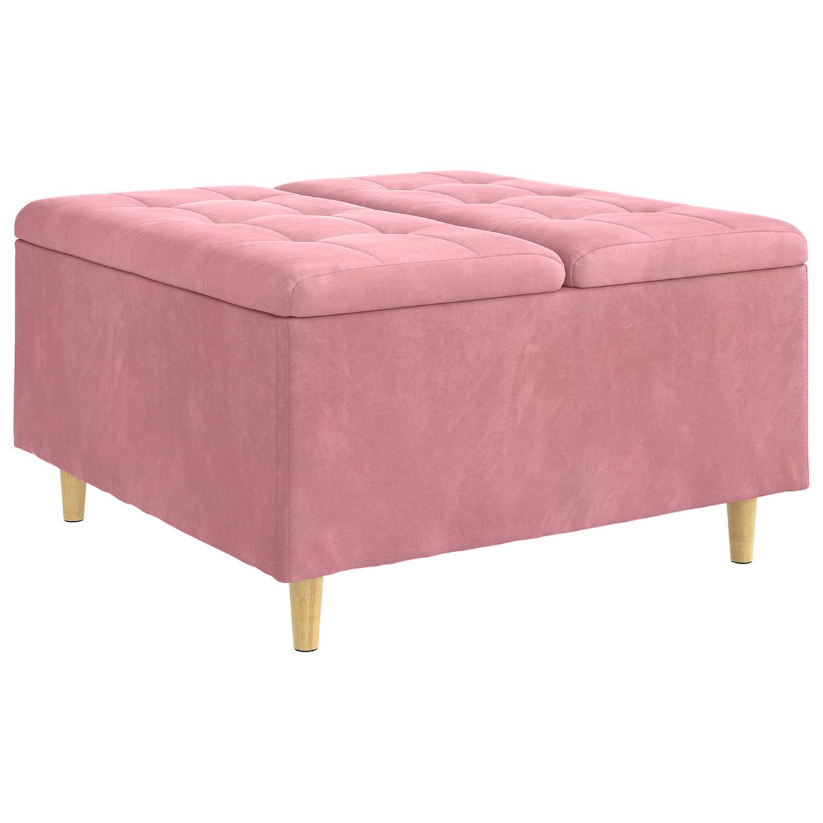 Ottoman med Opbevaring Lyserød 80 x 80 x 45 cm Fløjl