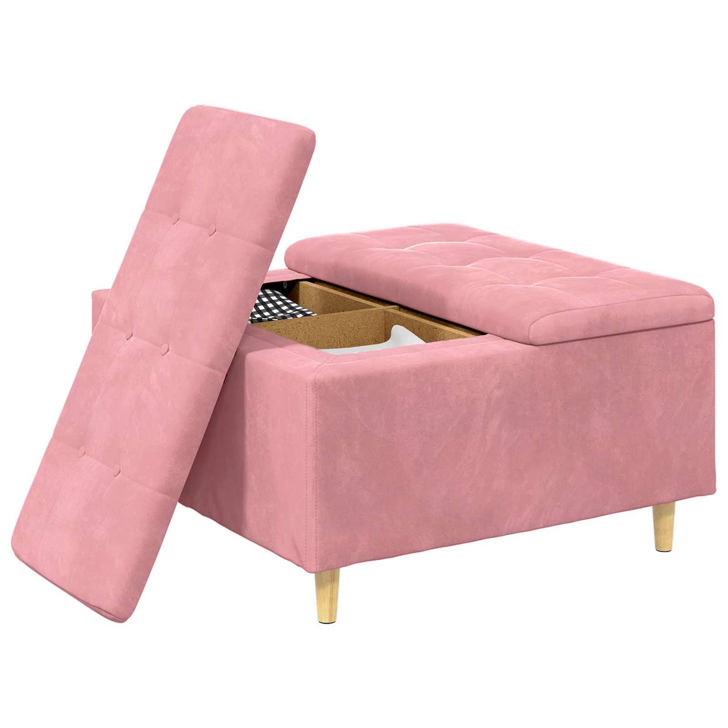 Ottoman med Opbevaring Lyserød 80 x 80 x 45 cm Fløjl
