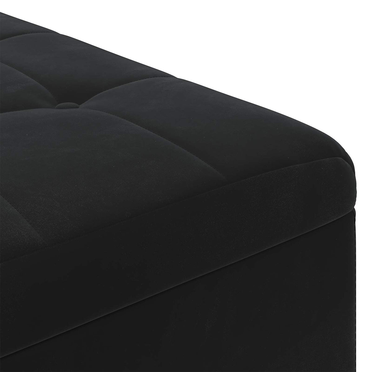 Ottoman med Opbevaring Sort 80 x 80 x 45 cm Fløjl