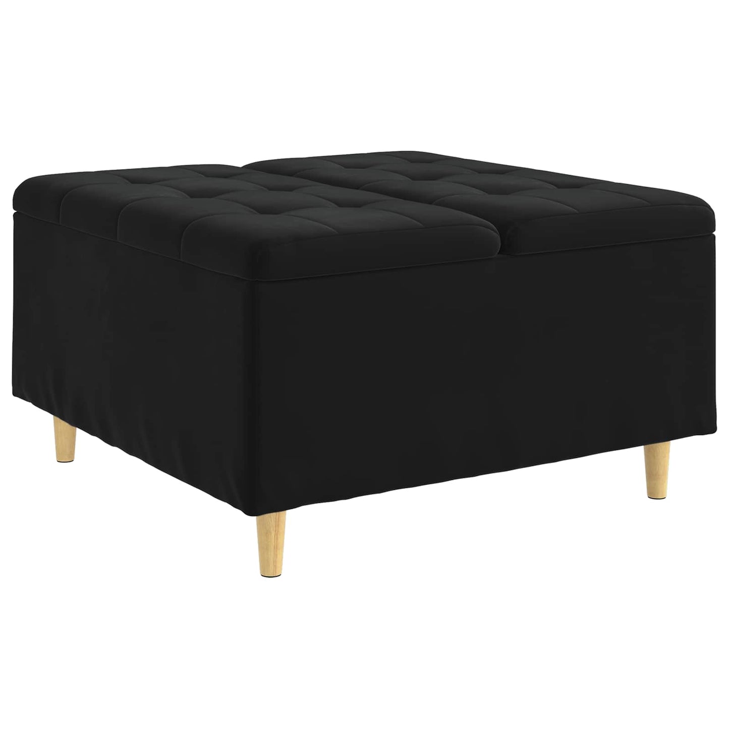 Ottoman med Opbevaring Sort 80 x 80 x 45 cm Fløjl