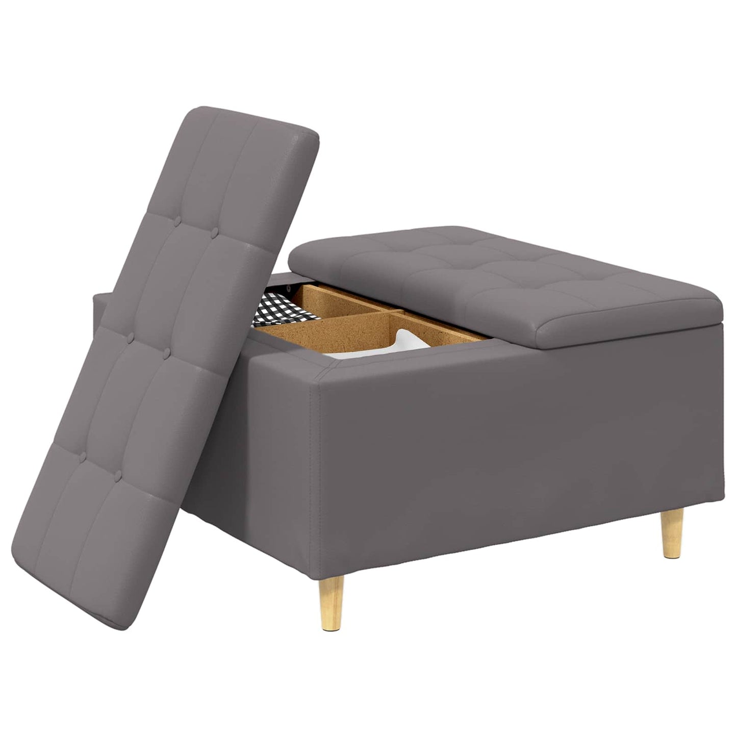 Ottoman med Opbevaring Grå 80 x 80 x 45 cm Kunstlæder
